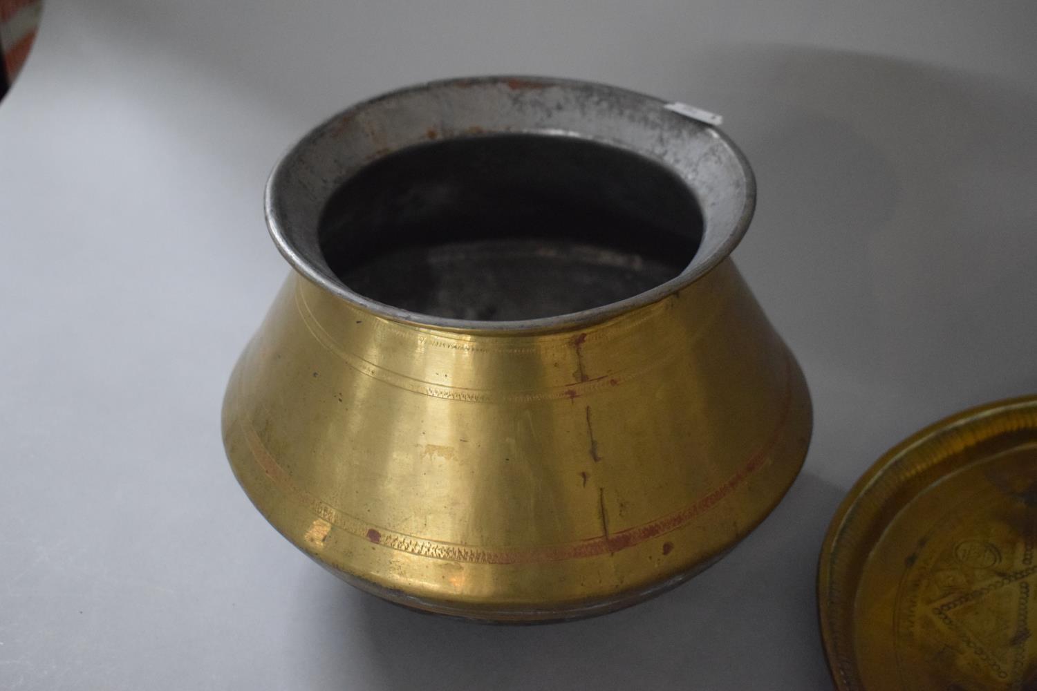 A Collection of North African Items to Include Islamic Cooking Pot, Brass Charger and Small Dish - Image 3 of 3