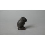 A Small Bronze Study of an Owl, 4cm high