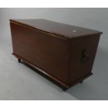 A Rectangular Mahogany Coal Box on Casters, Lion Mask Ring Handles (Hinged Lid Needs Attention),
