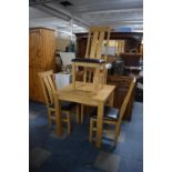 A Modern Square Topped Kitchen Table and Four Chairs, 80cms Square