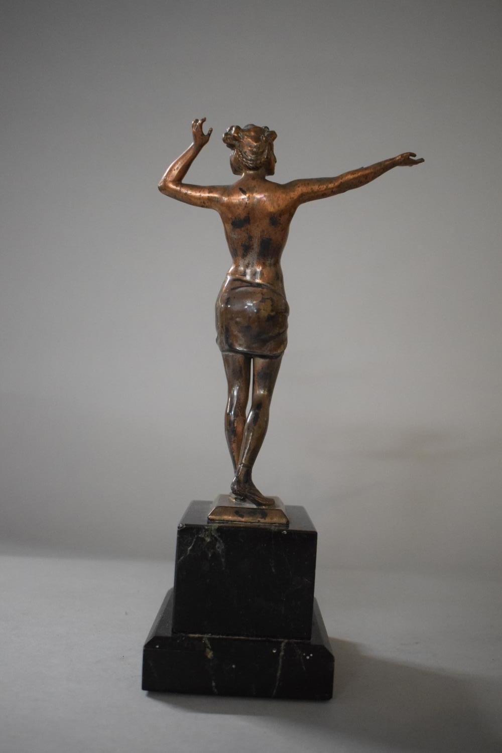 An Art Deco Copper Patinated Spelter Study of Standing Nude Set on Marble Plinth Base, 27cms High - Image 5 of 5