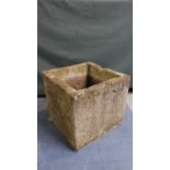 A Square Re-Constituted Stone Garden Planter, 36 x 32cms High