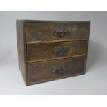 An Early 20th Century Stained Pine Three Drawer Collectors Chest, 33cms Wide x 28.5cms High