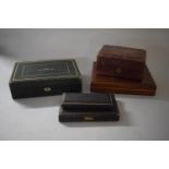 A Green Leather Mounted Jewellery Case with Fitted Interior Inscribed M.P 7th November 1876 and a