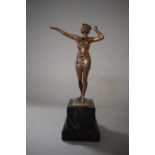An Art Deco Copper Patinated Spelter Study of Standing Nude Set on Marble Plinth Base, 27cms High