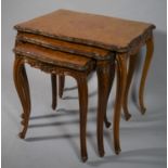 A Nest of Three Burr Walnut Tables, The Largest 62cms Wide