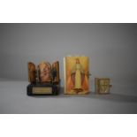 A Small Collection of Religious Items to Include Miniature Russian Triptych, Miniature Bible and