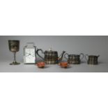 A Small Collection of Metalwares to Include Silver Plated Bachelor's Tea Service, Cruets, Smiths