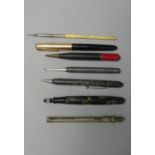 A Collection of Seven Various Vintage Pens and Pencils to Include Silver Example (Most AF)