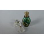 Three Miniature Glass Perfume Phials and Bottles, Including a Victorian Silver Topped Vinaigrette