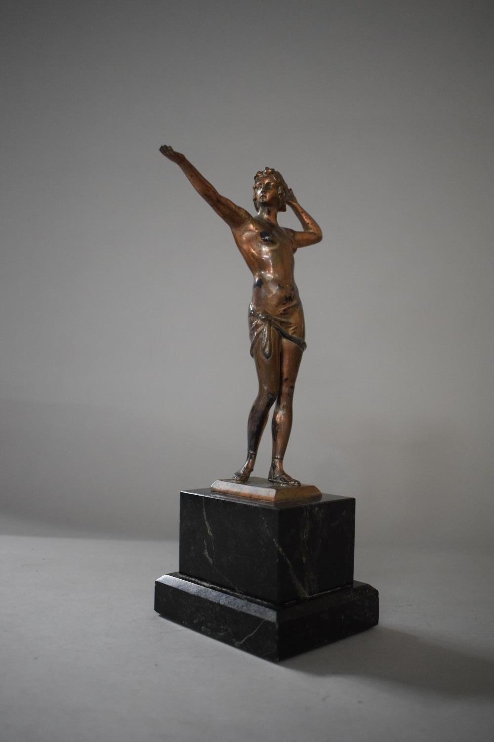 An Art Deco Copper Patinated Spelter Study of Standing Nude Set on Marble Plinth Base, 27cms High - Image 2 of 5