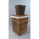 A Modern Wicker Linen Box and a Small Wicker Waste Paper Bin, 44cms Wide