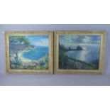 A Pair of Gilt Framed Continental Oils on Board, Mediterranean Scenes, Each 63 x 53cms