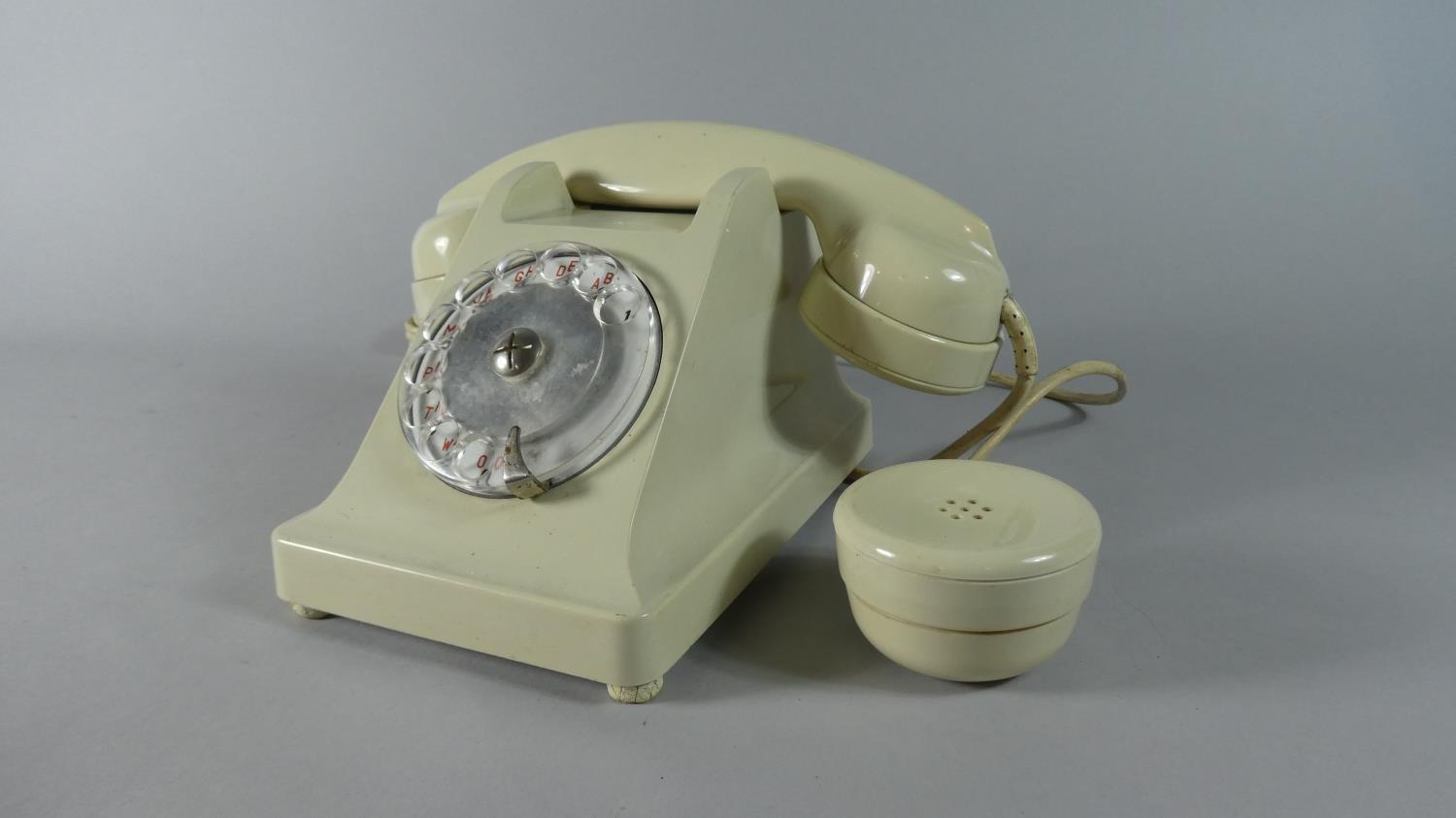 A Vintage Ericsson Ivory Bakelite Telephone with Extra Listening Ear Piece Mounted at Rear