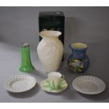 A Collection of Ceramics to Include Boxed Belleek Vase, Stoneware Puzzle Jug (AF), Shelley Cup and