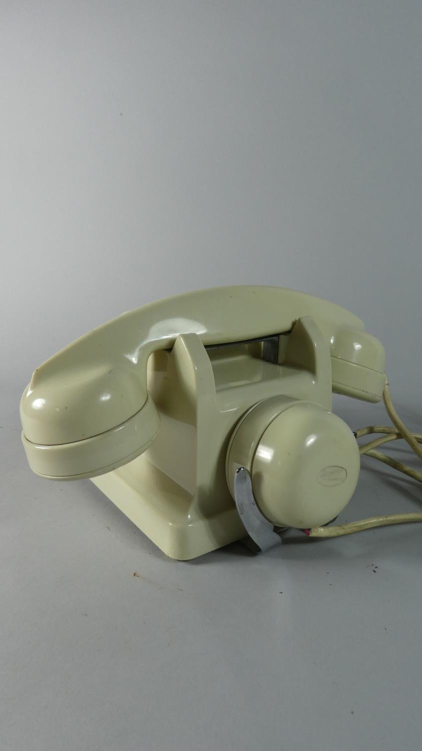 A Vintage Ericsson Ivory Bakelite Telephone with Extra Listening Ear Piece Mounted at Rear - Image 3 of 3