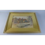 A Gilt Framed John Terris (RSW) Watercolour, Figures in Street, 34cms Wide