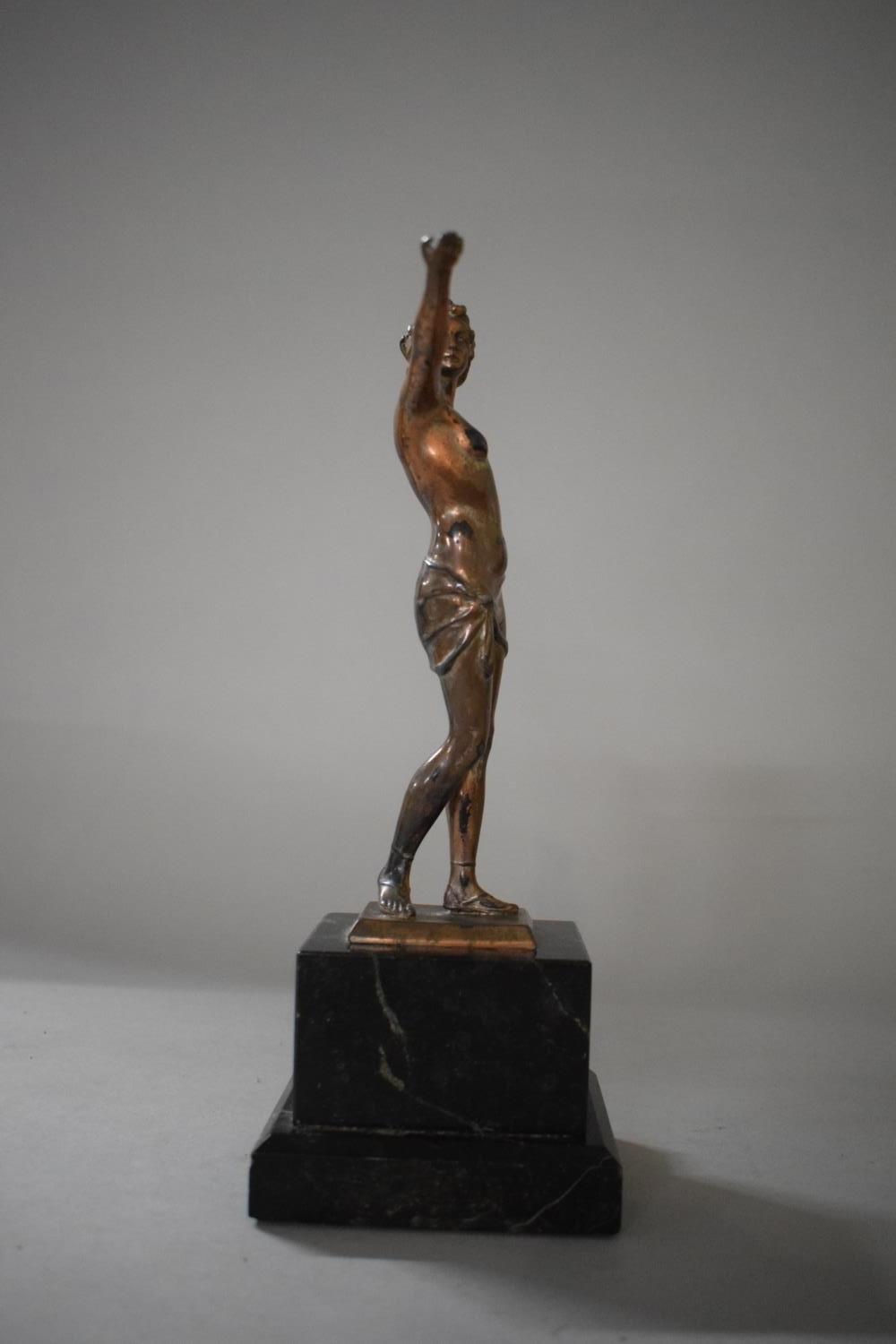 An Art Deco Copper Patinated Spelter Study of Standing Nude Set on Marble Plinth Base, 27cms High - Image 3 of 5