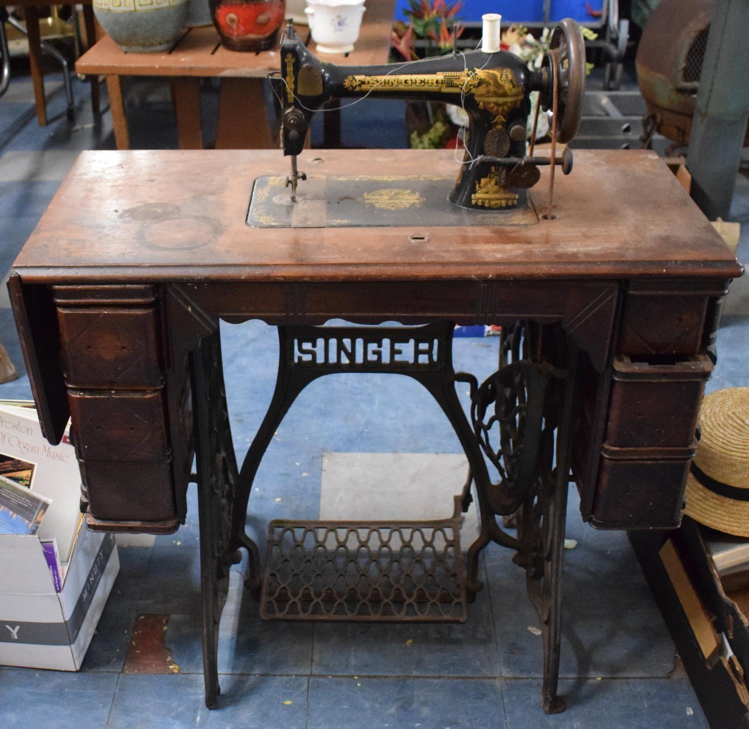 A Singer Treadle Sewing Machine, for Spares and Repair Only - Image 2 of 3