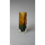 A Mid/Late 20th Century Bark Effect Glass Vase, 17cms High