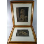 After Landseer, a Maple Framed Monochrome Print 'Dignity and Impudence' Together with Another (