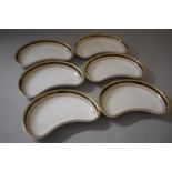 A Set of Six Booths Gilt and Blue Bordered Kidney Shaped Dishes