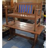 A Matching Wooden Painted Garden Bench (120cms Wide) and a Garden Picnic Table (142cms Long)