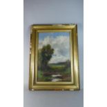 A Gilt Framed Victorian Oil on Canvas, 'Near Hurley, Surrey' 1901, 39 x 59cms