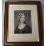 An Oak Framed 19th Century Hogarth Engraving of Young Maiden in Bonnet, Engraved by S. Cousins,