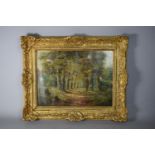 A Gilt Framed Oil on Canvas, Avenue of Trees, Signed Bottom Left 30 x 29cms