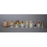 A Collection of 8 Continental Miniature Figures and Miniature Friar Tuck Jug