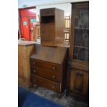 An Oak Fall Front Bureau and a Bedside Cabinet