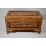 A Small Ornately Carved Oriental Camphor Wood Chest, 70cms Wide