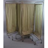 A Vintage Metal Framed Four Fold Doctor's Modesty Screen