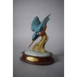 A Bisque Porcelain Leonardo Collection Kingfisher on Stand, 20cms High