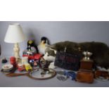 A Collection of Sundries to Include Large Husky Soft Toy, Cast Iron Dragon Ornament, Car Toys,