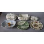 A Collection of Late 19th Century and Later China to Include Tureens, Blue & White Dish, Masons