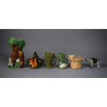 A Collection of Sylvac and Other Vases and Ornaments to Include Cat in a Hat Sylvac Ornament 477 (