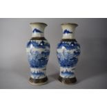 A Pair of Late 19th Century/ Early 20th Century Chinese Blue and White Crackle Glazed Nanking