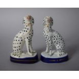 Two Late 19th Century Staffordshire Dalmations, 13cms High, One AF