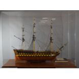 A Large Hand Built Scale Model of The Wooden Fighting Ship HMS Superb, a 74 Gun Ship Designed by Sir