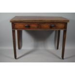 A 19th Century Mahogany Lift Top Tea Table with Two Drawers, Tapering Square Legs on Castors,