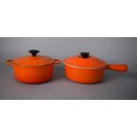 Two Enamelled Cast Iron Cooking Pots by Le Creuset and Chasseur