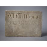 A Carved Stone Plaque Inscribed W Willbond Monumental, 20 x 14cms