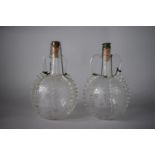 Two Late 19th/Early 20th Century Italian Glass Pilgrim Bottles Complete with Cork Tops and having