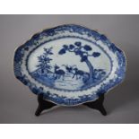 An Early Chinese Export Oval Platter with Deer and Landscape Decoration (Hairline Crack), 33cms Wide