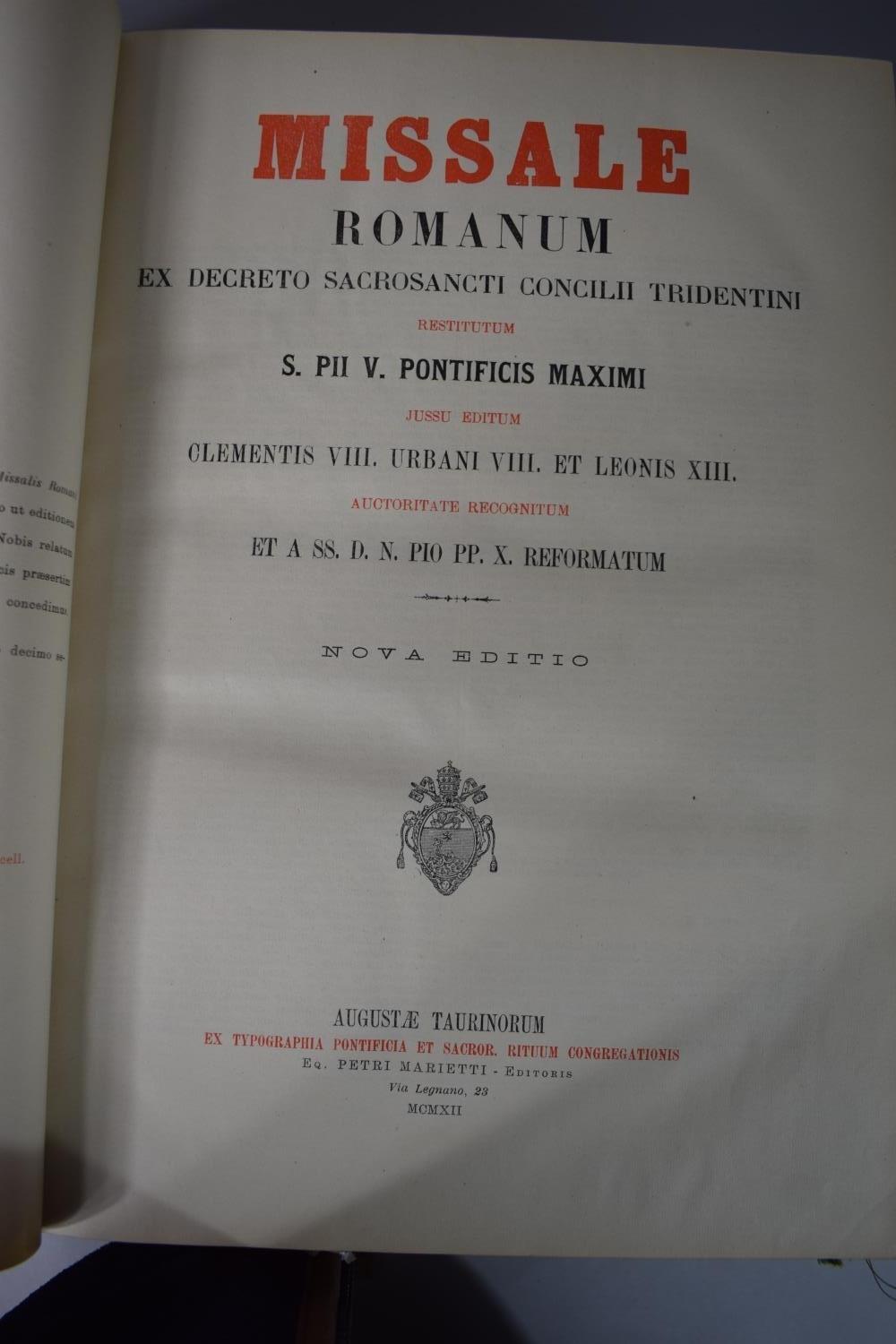 A 1912 Edition of Missale Romanum Together with a 1923 Example and a Miniature Common Prayer Book - Image 3 of 5