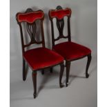 A Pair of Mahogany Framed Bedroom Chairs with Shell Carving to Top Rail