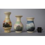 A Collection of Three Boscastle Pottery Mocha Ware Vases, All with Stamps for Roger Irvine Little