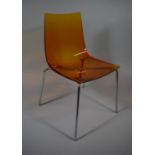 A Vintage Style Amber Perspex and Chrome Side Chair